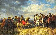 Artur Grottger King Jan III Sobieski meets emperor Leopold I near Schwechat oil painting artist